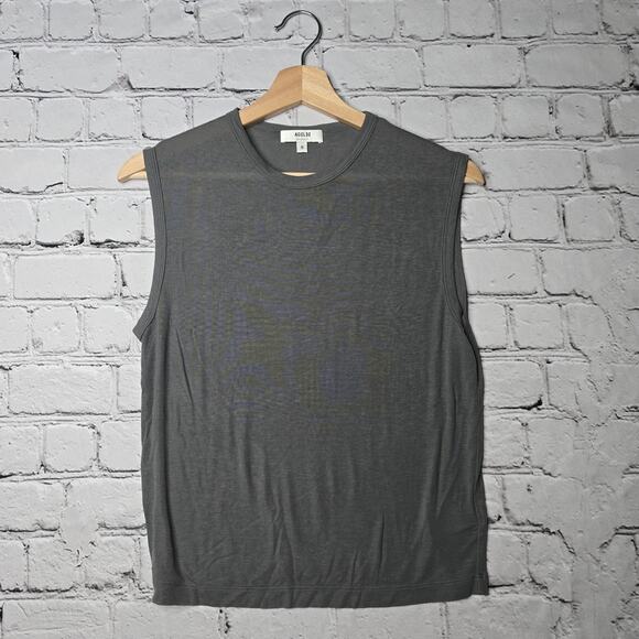 Agolde Nikita Tee Sleeveless Crew Neck Gray Soft Muscle Tshirt Tank Top Size M - Picture 1 of 8